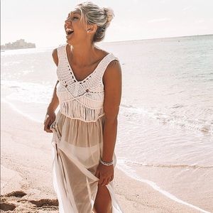 White swim suit cover up